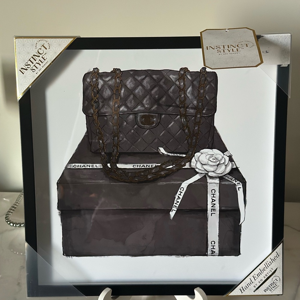 Instinct Style Brown Chanel-Inspired Quilted Handbag Wall Art